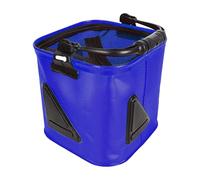 kivrimlarv Bait Bucket, Foldable Fishing Container, Outdoor Storage Organizer, Wider Handle Design, Multi-Use Tackle Carrier, 1 Piece, for Kayak Beach Boat Bank Use, 26x26x24cm Black Blue Orange