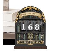 kivrimlarv Board - Bookshelf Progress Counter, Beaded Shelf Display with Engraved Markings, Library Wall Decor with Rustic Finish, Wooden Book Counter Tool for Home Study Office Reading Goals