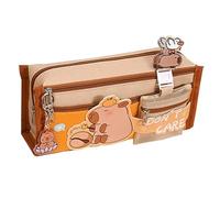 kivrimlarv Capybara Pencil Case, Multi-Layer Stationery Pouch, Wide Opening Zipper Bag, Cute Canvas Organizer for School, Office, Travel Artists, or Workers, 22x10x6cm J003 Multicolor