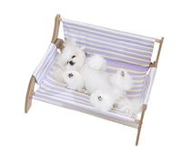 kivrimlarv Cat Hammock Chair, Kitten Bed Swing, Indoor Cat Lounger, Breathable Stripe Fabric, Soothing Rest Design, Beige, Living Room Bedroom Balcony Use, 53.5x46x28cm Green Purple