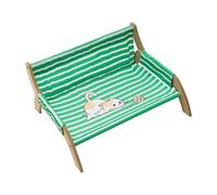 kivrimlarv Cat Hammock Chair, Kitten Bed Swing, Indoor Cat Lounger, Breathable Stripe Fabric, Soothing Rest Design, Beige, Living Room Bedroom Balcony Use, 53.5x46x28cm Green Purple