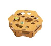 kivrimlarv Cat Nail File Box Wooden Interactive Toy - Scratcher Box with 3 Bell Balls | Fun Play Accessory for Kittens for Exercise, Paw Grooming, Boredom Relief, and Entertainment