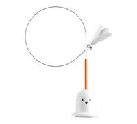 kivrimlarv Cat Teaser Wand, Suction Cup Feather Toy, Interactive Bell Stick, Flexible Rod, Detachable Design, Blue, Kitten Exercising Playtime, 8.5x76cm 89g White Green