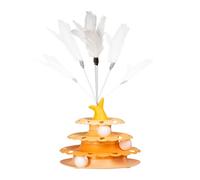 kivrimlarv Cat Track Ball Tower, Interactive Turntable with Teaser Stick, Multi-Layer Roller Ball Toy, Non-Slip Base, Sturdy Mterial for Indoor Cat Exercise and Playtime Fun