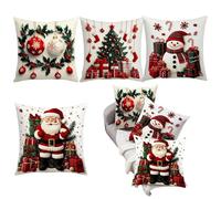 kivrimlarv Christmas Pillow Covers - 4 Piece Winter Holiday Cushion Cover | Festive Decorative Pillowcase Set, Soft Throw Pillow Covers for Living Room, Bedroom or Holiday Home Decor, 17.72x17.72in