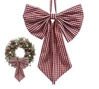 kivrimlarv Christmas Wreath Bows - Holiday Ribbon Accent for Wall Party Decor | Large Festive Fabric with Glitter Details, Decorative Bows for Window Wedding Gathering Home Celebration Setup