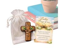 kivrimlarv Cruz de oración - Crucifijo cristiano de madera, cruz de bolsillo con tarjeta de regalo y , artículo devocional espiritual para hombres y mujeres, iglesia, hogar, meditación diaria y
