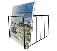 kivrimlarv Desktop Vinyl Record Rack - Black Iron Storage Holder, Organizer for Records, Books, Bills, Mail, and Paper Documents, Multi-Purpose Desktop Book Rack for Office Home or Studio