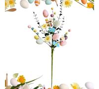kivrimlarv Easter Egg Stems - 10inch Colorful Decorative Holiday Flowers with Faux Egg Design, and Silk Material Stems for Vase, Table Centerpiece, Party, Gathering, Seasonal Home Decor