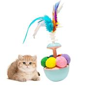 kivrimlarv Feather Ball Cat Toy, Balance Swing Ball, Interactive Kitten Toy with Portable and Lightweight Design for Both Indoor or Outdoor Use, 7.48x2.76x2.76 Inches