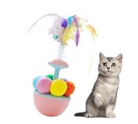 kivrimlarv Feather Ball Cat Toy, Balance Swing Ball, Interactive Kitten Toy with Portable and Lightweight Design for Both Indoor or Outdoor Use, 7.48x2.76x2.76 Inches