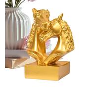 kivrimlarv Golden Horse Statue - Decor, Figurine with Double Heads, Success Sculpture for Wealth, Animal Artwork Artistic Centerpiece, Chinese New Year 2026 Tabletop Ornament