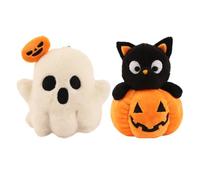 kivrimlarv Halloween Bag Charm Plush Keychain, Adorable Ghost and Pumpkin Character with Soft Stuffed Design and Festive Detailing, Cute Accessories, Good for Halloween party favors, 3.94x3.94x1.97in