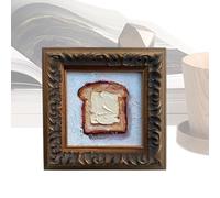 kivrimlarv Kitchen Pictures Wall Decor - Mini Buttered Toast Oil Painting | 3.9x3.9 Inches Framed Wall Art for Kitchen, Home, Apartment, Workplace, Entryway, Staircase, Lobby, Hotel Decoration