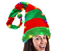 kivrimlarv Lighted Santa Hat - Christmas Hat with LED Lights for Holiday Fun | Striped Beanie Photo Prop for Kids and Adults, New Year Party, Stocking Stuffer, Festive Decoration