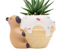 kivrimlarv Maceta de resina con agujero de drenaje, bonita maceta decorativa de Capibara para suculentas y cactus, divertida maceta con forma de animal, decoración única de mesa, estante de escritorio