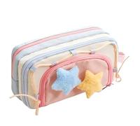 kivrimlarv Pen Organizer Case - Zippered Pencil Storage For Students with 8 Compartments | Soft Fabric with Mesh Pocket Design, Multi Layer Stationery Holder For Office School Supplies Travel