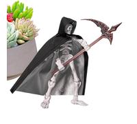 kivrimlarv Skull Action Figure, Poseable Statue, Battle-Themed Sculpture, Adjustable Design, Collectible Decor, Hat, Cloak, Kids, Adults, Display, Play, 200g 13cm Black and Red Sickle