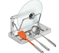 kivrimlarv Vertical Stainless Pot Lid Rack - Spoon and Spatula Display with Removable Drip Tray, Ideal for Pan Lids, Cutting Boards, Plates, Dishware, Cookware in Kitchen, Home, Restaurant