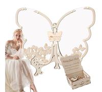 kivrimlarv Wooden Butterfly Guestbook, Elegant Wedding Decor, Keepsake Book, for Birthday or Graduation, Personalized Signature Book Ideal for Special Occasions, 4.72x2.17x4.13 Inches