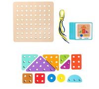 kivrimlarv Wooden Threading Toy, Colorful Lacing Building Block Game, Portable Travel Games for Kids, Interactive Lacing Activity Set 7.09x7.09 for Kids Learning Activity (Multicolor)