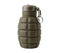 KIVVO - Botella Pipí Perros Plegable 500 ml, Limpia el PIS de Calle con Chorro a Presión y Una Mano, Bebedero de Agua Portátil 2 en 1 para Paseo, Silicona Antigoteo Sin BPA con Mosquetón (Verde)