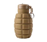 KIVVO - Botella Pipí Perros Plegable 500 ml, Limpia el PIS de Calle con Chorro a Presión y Una Mano, Bebedero de Agua Portátil 2 en 1 para Paseo, Silicona Antigoteo Sin BPA con Mosquetón (Arena)