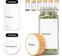 KIVY 240 etiquetas impermeables para especias (redondas y rectangulares), calcomanías de boticario de hierbas y especias para tarros, etiquetas de especias indias, etiquetas personalizables