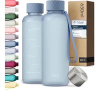 KIVY Botella de 650 ml [sin BPA] a prueba de fugas y apta para lavavajillas - Botella de agua para niños y adultos - Botella pequeña - Botella de Tritan apta para ácido carbónico
