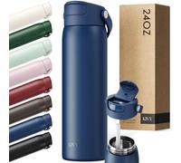 KIVY Botella de acero inoxidable con pajita de 700ml - 24h frío | 12h caliente - A prueba de fugas y apta para lavavajillas - Botella deportiva aislada - Botella térmica - Botella de agua de acero