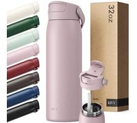 KIVY Botella de acero inoxidable de 1 l con pajita, termo de 1 litro, apta para lavavajillas, botella para gimnasio y fitness, botella térmica deportiva, botella de agua de acero inoxidable, aislada