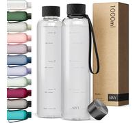KIVY Botella de Agua Tritan 1 L - Estanca & Apto para Lavavajillas - Para Deporte, Gimnasio, Escuela y Oficina - Botella Deporte - Garrafa de Agua para Gym - Botellas Agua 1 L - Sin BPA - Negro