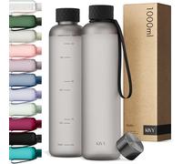 KIVY Botella de Agua Tritan 1 L - Estanca & Apto para Lavavajillas - Para Deporte, Gimnasio, Escuela y Oficina - Botella Deporte - Garrafa de Agua para Gym - Botellas Agua 1 L - Sin BPA - Negro