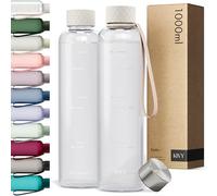 KIVY Botella de Agua Tritan 1 L - Estanca & Apto para Lavavajillas - Para Deporte, Gimnasio, Escuela y Oficina - Botella Deporte - Garrafa de Agua para Gym - Botellas Agua 1 L - Sin BPA - Crema