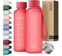 KIVY Botella de Agua Tritan 650 ml [Sin BPA] - Estanca & Apto para Lavavajillas - Botella Agua para Niños y Adultos - Para Deporte, Escuela y Oficina - Botellas Pequeña 650 ml - Coral