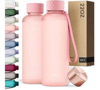KIVY Botella de Agua Tritan 650 ml [Sin BPA] - Estanca & Apto para Lavavajillas - Botella Agua para Niños y Adultos - Para Deporte, Escuela y Oficina - Botellas Pequeña 650 ml - Rosa