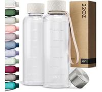 KIVY Botella de Agua Tritan 650 ml [Sin BPA] - Estanca & Apto para Lavavajillas - Botella Agua para Niños y Adultos - Para Deporte, Escuela y Oficina - Botellas Pequeña 650 ml - Crema