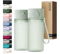 KIVY Botella de Agua Tritan 650ml [CON TAPA ABATIBLE] - Water Bottle para Niños & Adultos - Sin BPA - Garrafa Apto Lavavajillas - Cantimplora para Gimnasio, Deportiva, Oficina y Escuela - Verde