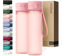 KIVY Botella de Agua Tritan 650ml [CON TAPA ABATIBLE] - Water Bottle para Niños & Adultos - Sin BPA - Garrafa Apto Lavavajillas - Cantimplora para Gimnasio, Deportiva, Oficina y Escuela - Rosa