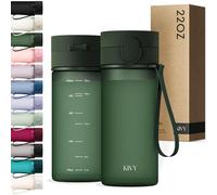 KIVY Botella de Agua Tritan 650ml [CON TAPA ABATIBLE] - Water Bottle para Niños & Adultos - Sin BPA - Garrafa Apto Lavavajillas - Cantimplora para Gimnasio, Deportiva, Oficina y Escuela - Verde