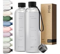 KIVY Botella de agua Tritan de 2ª generación (negro transparente, 50 onzas) | Se adapta a mochila y portavasos para viajes, deportes, escuela. Botella de agua grande con medidas. Botellas de agua de 1.5