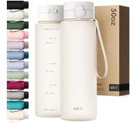 KIVY Botella de Tritan con Tapa 1,5L [HERMÉTICA Y LAVABLE EN LAVAVASOS] - Sin BPA y Anti-Goteo - Compatible con Bebidas con Gas - Botella de Agua para Deporte, Oficina y Ocio - Blanco