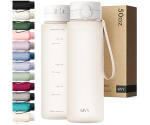 KIVY Botella de Tritan con Tapa 1,5L [HERMÉTICA Y LAVABLE EN LAVAVASOS] - Sin BPA y Anti-Goteo - Compatible con Bebidas con Gas - Botella de Agua para Deporte, Oficina y Ocio - Blanco
