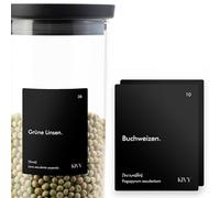 KIVY Etiquetas autoadhesivas y resistentes al agua [140 unidades], incluye etiquetas para escribir, tarros de cocina, etiquetas XXL negras