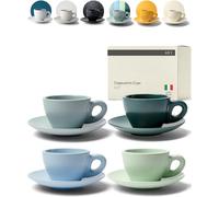 KIVY Juego de 4 tazas de capuchino [8 onzas] - Juego de tazas de capuchino de gres de pared gruesa para arte con leche - Tazas de café capuchino - Tazas de café - Tazas de café - Tazas de café - Tazas