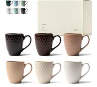 KIVY Juego de 6 tazas de café grandes de 400 ml, cerámica, mate, moderno, resistente, apto para microondas y lavavajillas