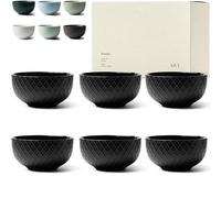 KIVY Juego de Cuencos de Cerámica para Cereales y Sopas - 6 x 850 ml, Grandes, Color Negro