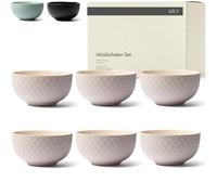 KIVY Juego de cuencos de cereales - 6 x 850 ml - cuencos grandes, sopas y gachas - cuencos soperos - cuencos - cuencos - cuencos - Juego de cuencos - cuencos - cuencos de cerámica (blanco crema,