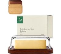 KIVY Mantequera de Cristal Con Tapa Hermética Sin BPA para Mantequilla Delicada