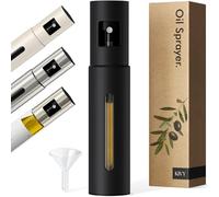 KIVY Pulverizador de aceite de vidrio para cocinar, botella de spray de aceite y vinagre precisa para alimentos, incluye embudo, perfecto para cocinar y freidora de aire (negro)